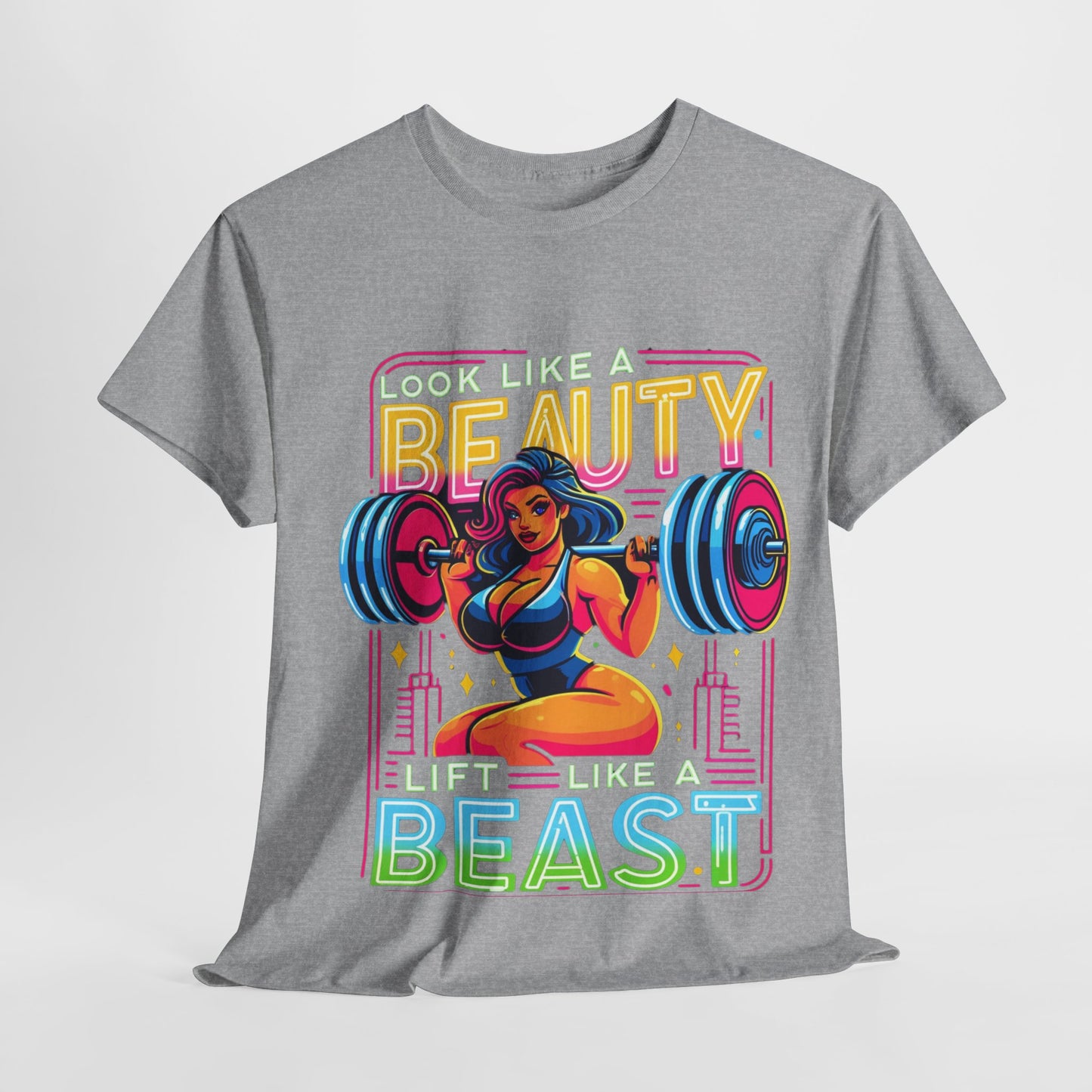 Y.M.L.Y. "Look Like a Beauty, Lift Like a Beast" T-Shirts Motivational T-Shirts Gym Workout T-Shirts