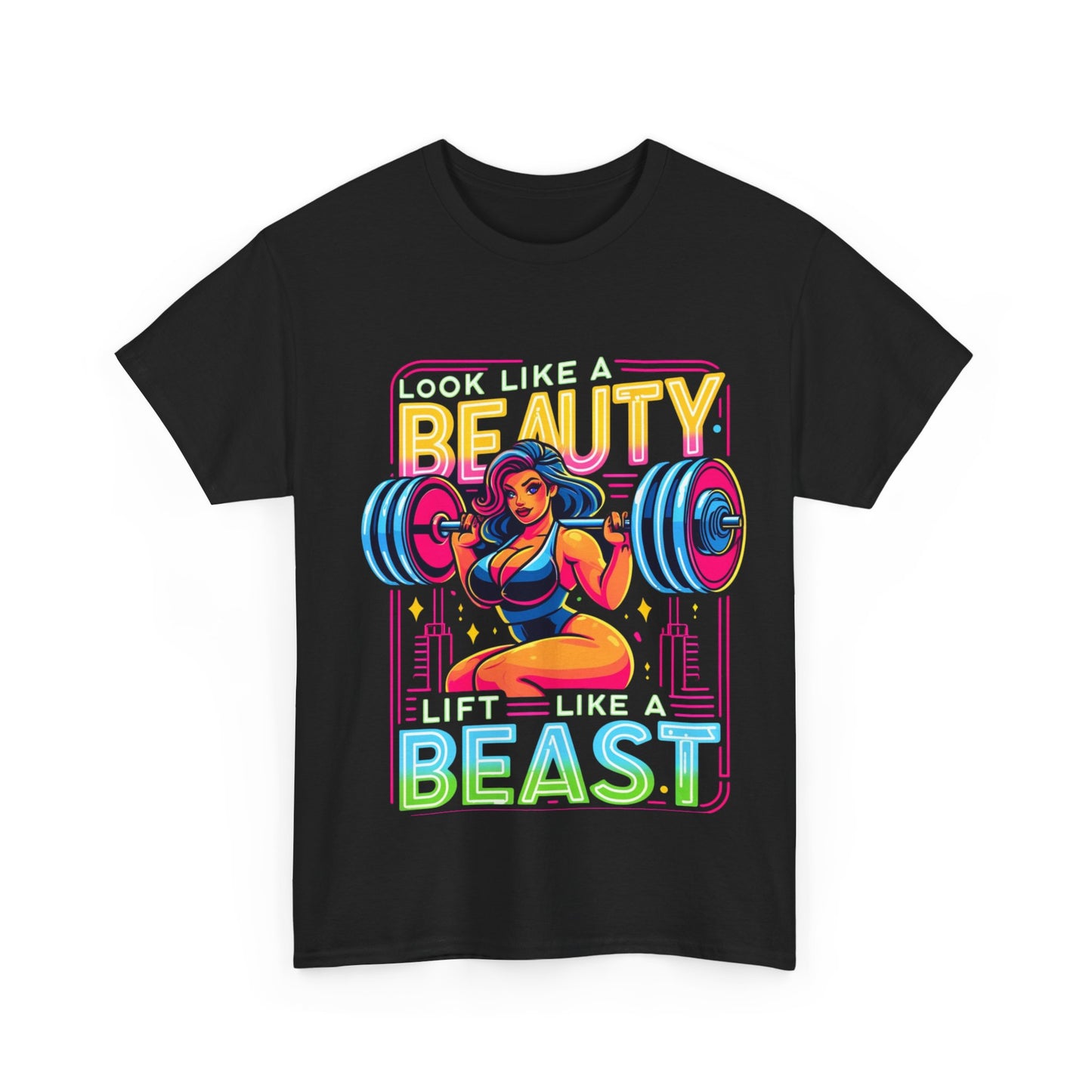 Y.M.L.Y. "Look Like a Beauty, Lift Like a Beast" T-Shirts Motivational T-Shirts Gym Workout T-Shirts