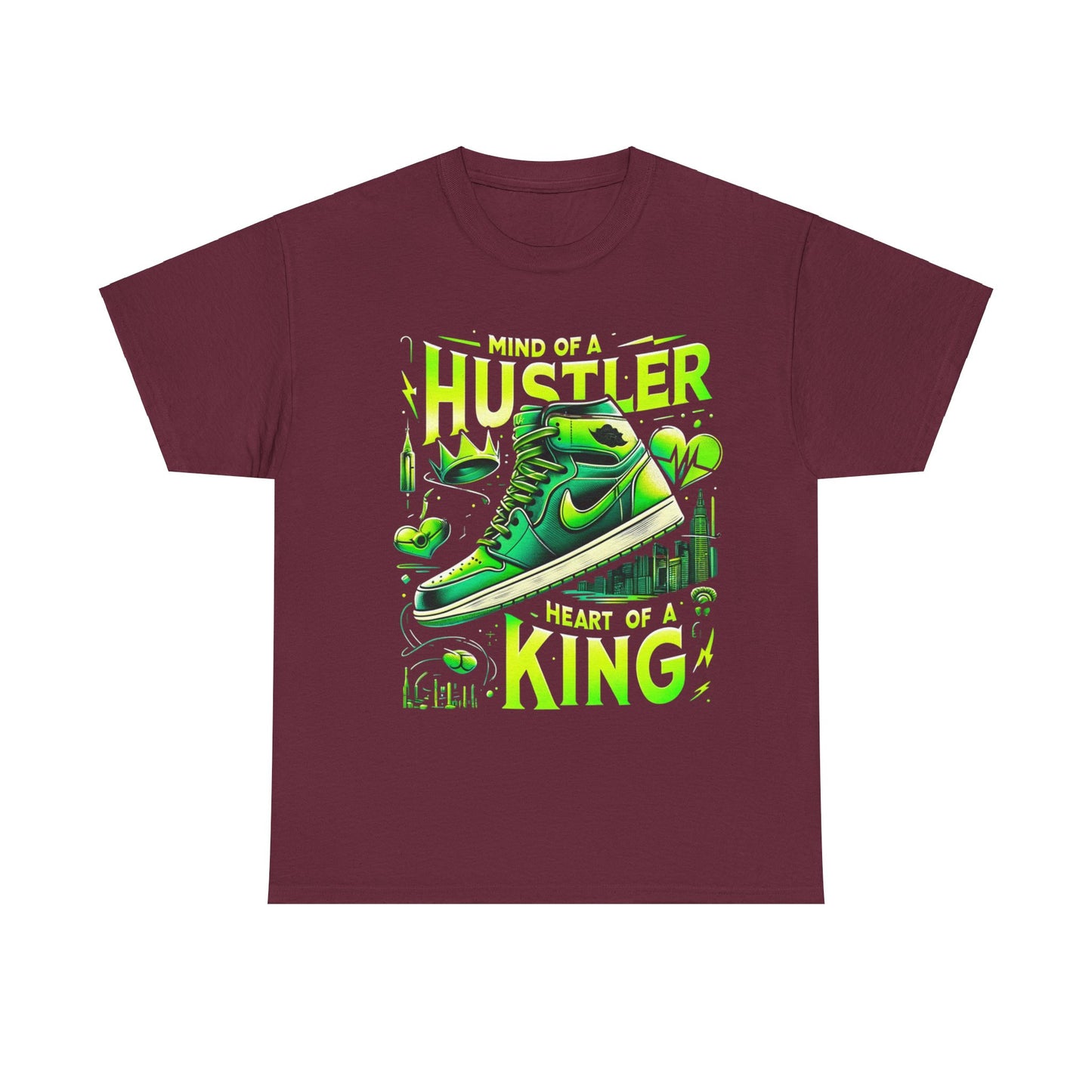 "Mind of a Hustler Heart of a King" Tee - Green Glow Sneakers