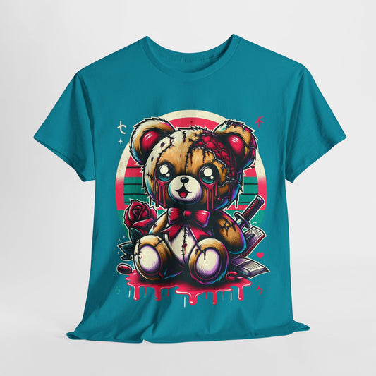 Buy 'Dead' Teddy Bear T-Shirt: A Unique Fusion of Anime and Pin-Up Style - Perfect for Art Lovers!