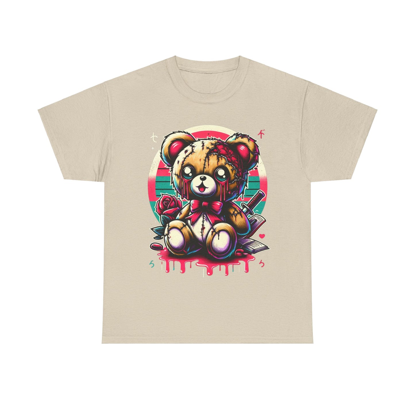 Buy 'Dead' Teddy Bear T-Shirt: A Unique Fusion of Anime and Pin-Up Style - Perfect for Art Lovers!