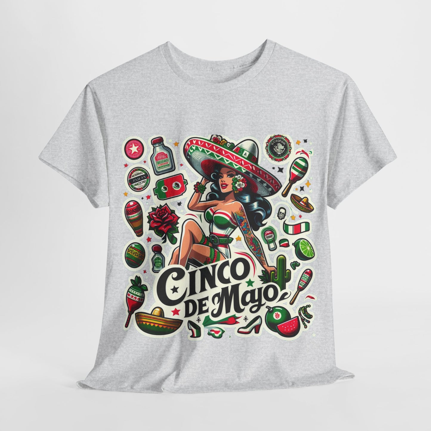 Buy Limited Edition Cinco de Mayo T-Shirt - Vibrant Pin-Up Style with Mexican Heritage