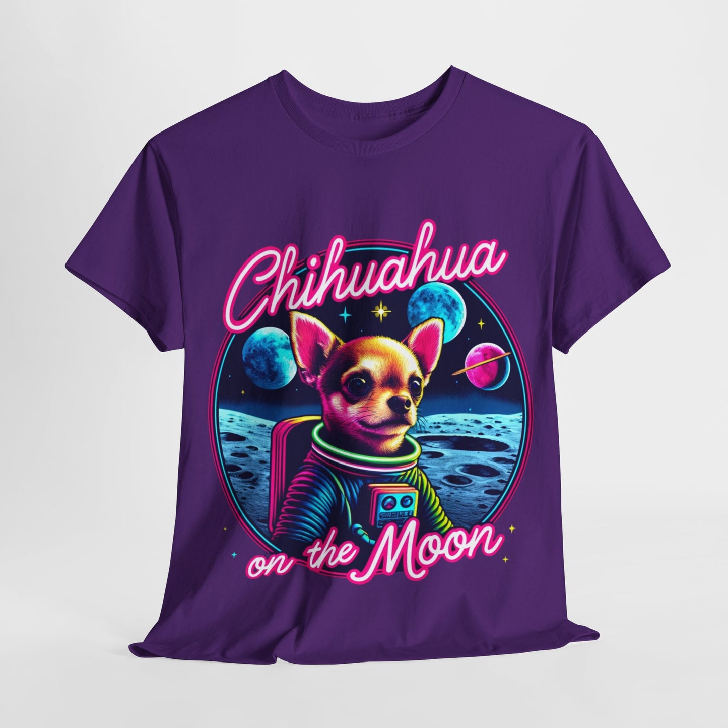 Buy 'Chihuahua on the Moon' T-Shirt: Neon Space Adventure Tee for Pet Lovers