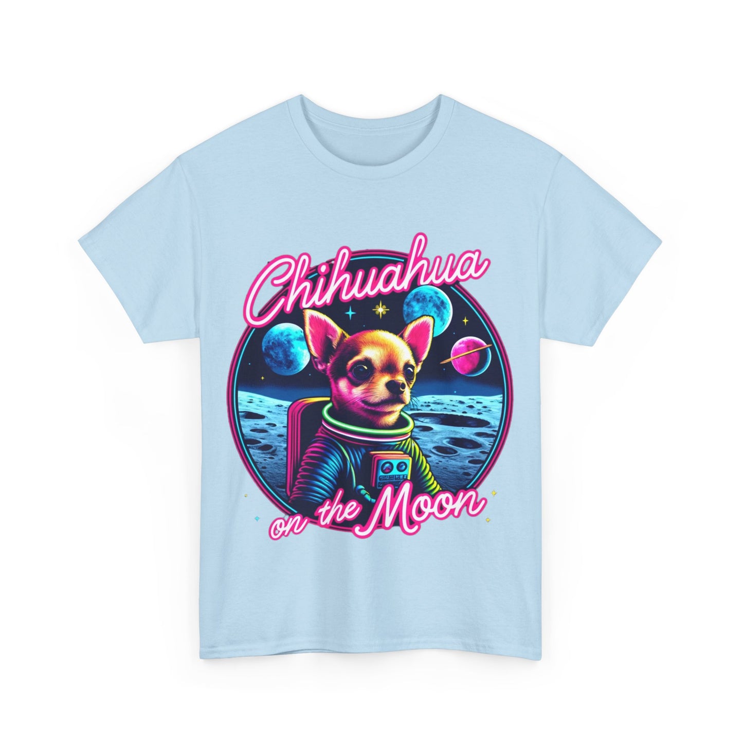 Buy 'Chihuahua on the Moon' T-Shirt: Neon Space Adventure Tee for Pet Lovers